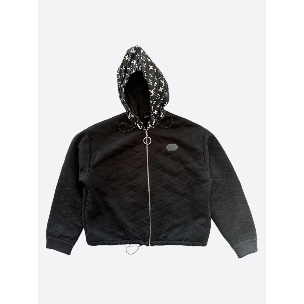Louis Vuitton Black & White Monogram Hooded Women's Jacket